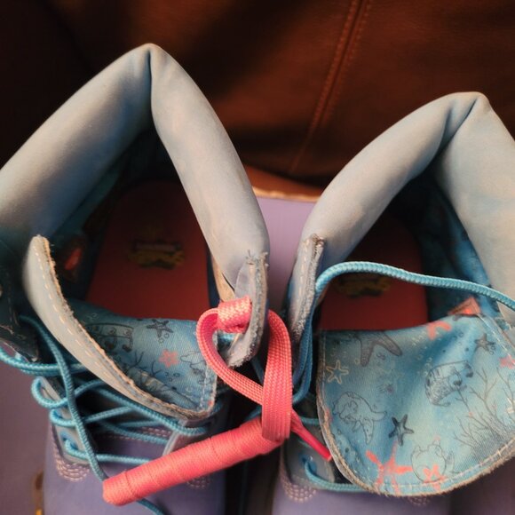 Timberland Premium 6 Waterproof Bright Blue Nubuck SpongeBob Boots US men SZ 7.5 - Picture 10 of 16